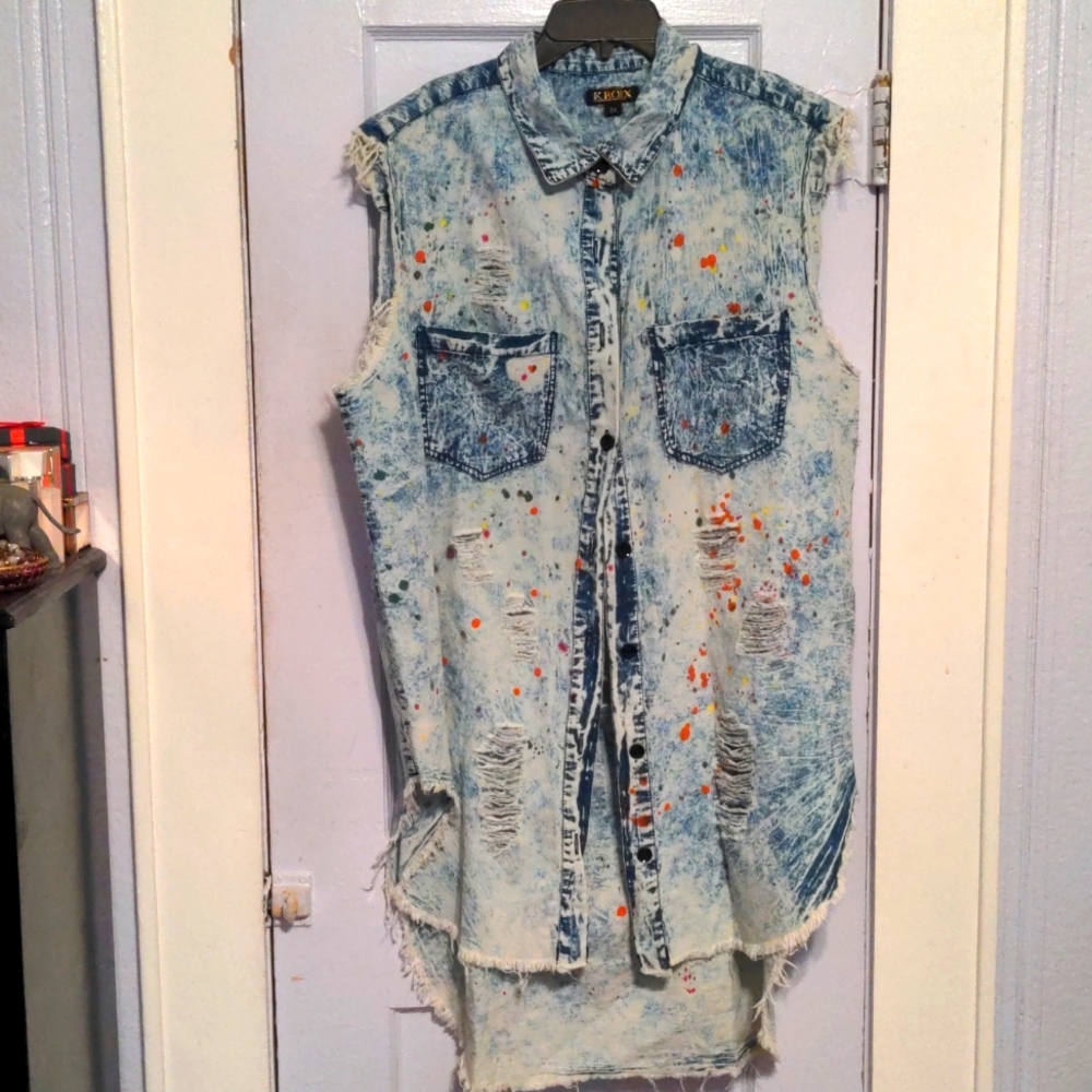 Faded blue jean speckled 2x shirt by Kroix